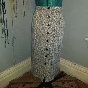 Vintage floral button up pencil skirt
